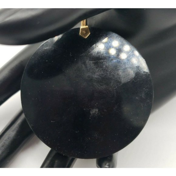 OOAK Green Carved Fish Jadeite Jade Black Onyx Round 14K Yellow Gold Pendant - Picture 5 of 12